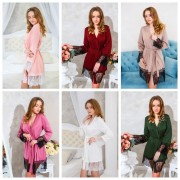 Белоснежный халат для невесты с нежным кружевом трикотажный Аэлита 1236
