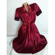 Халат атласный с коротким рукавом и ажурной спинкой Мегали 1274